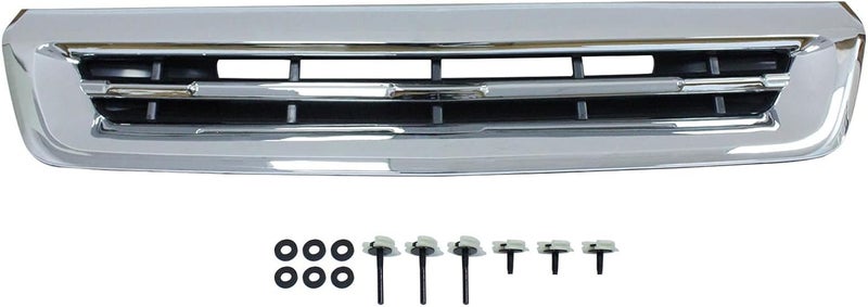LOSTAR Front Upper Bumper Cover Grille & Skid Plate Primed Fit for 2017-2019 Silverado 2500 HD 3500 HD, Chrome Hood Ornamentation Vent Grille - Image 2